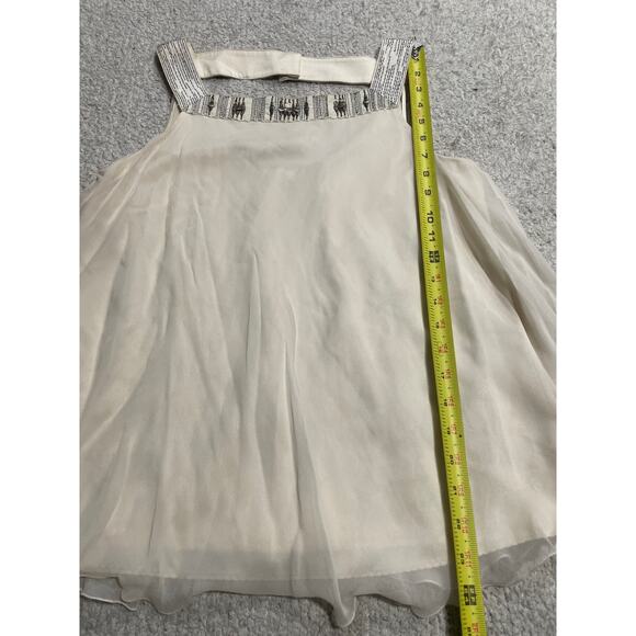 Elie Tahari Tamar Chiffon Silk Layered Blouse Womens Small Beaded Cream MSRP$268 - Picture 3 of 9